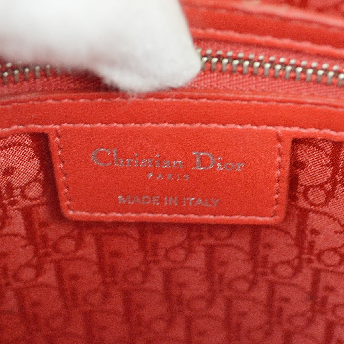 Christian Dior Lady Dior Cannage Quilt Lambskin, Red, Leather, Handbag