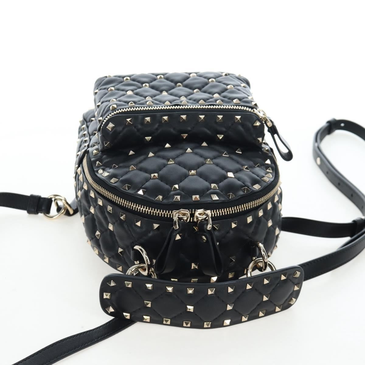 Valentino Garavani Rockstud Spike Quilted Leather, Black, Leather, Backpack