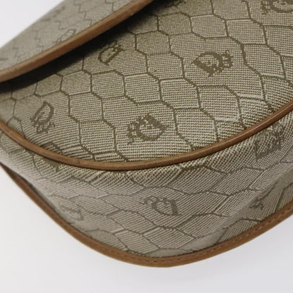 Christian Dior Vintage Honeycomb Flap Canvas and Leather, Beige, Canvas, Shoulder Bag
