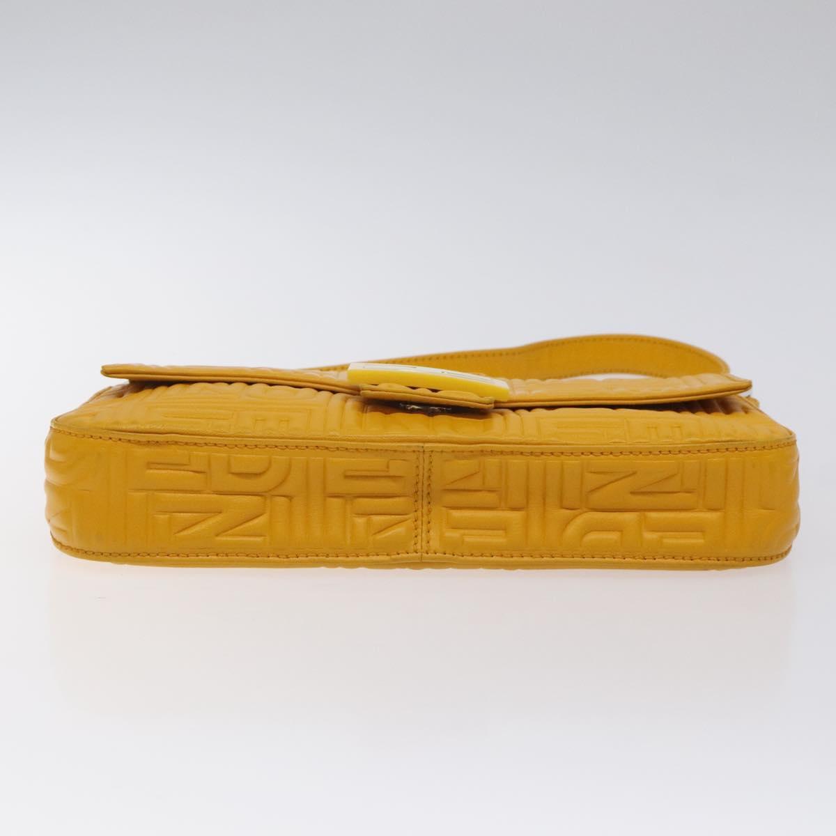 Fendi Mamma Baguette Shoulder Bag Canvas, YELLOW, LEATHER, Shoulder bag