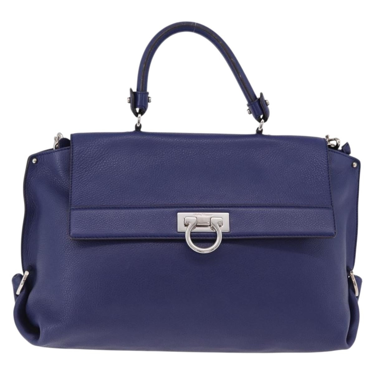 Salvatore Ferragamo Sofia Satchel Leather, Blue, Leather, Handbag