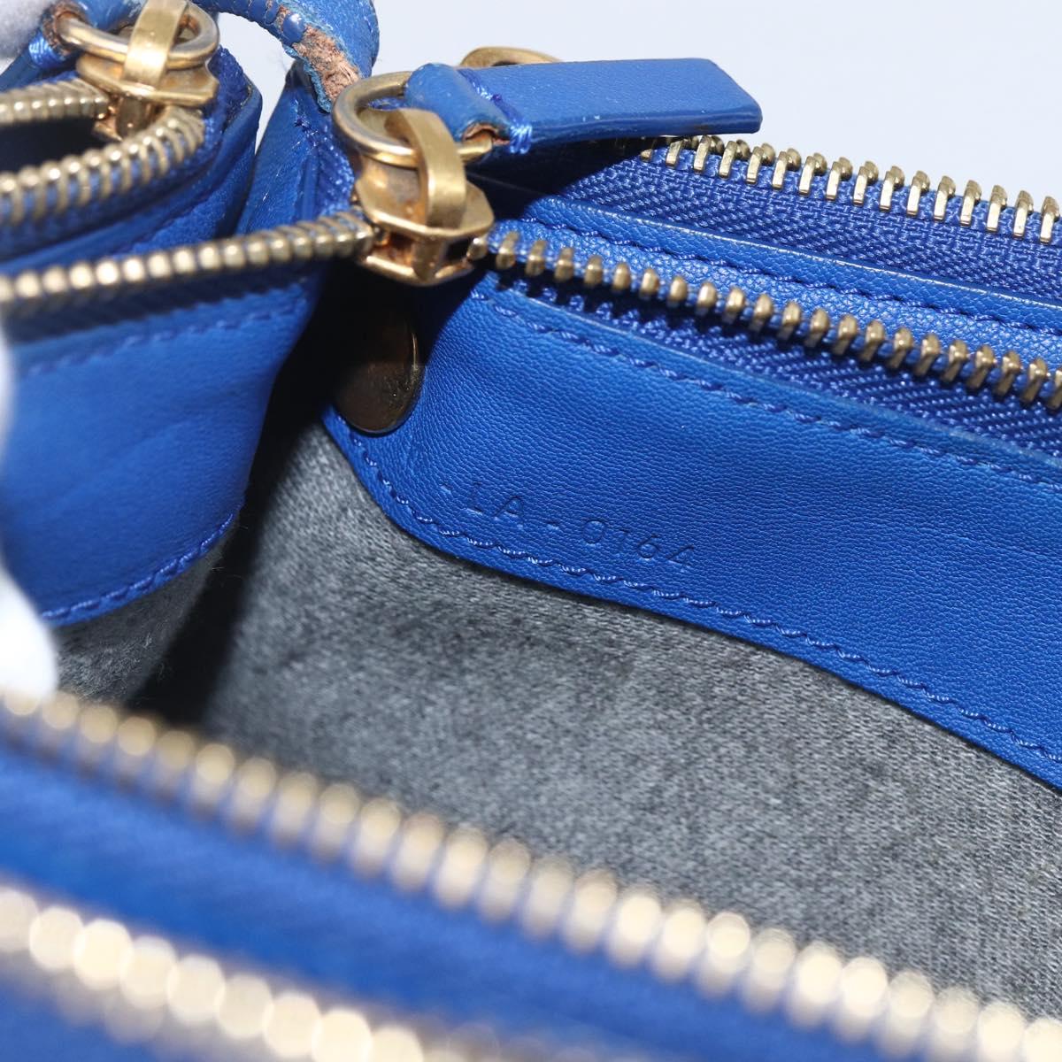 Celine Trio Crossbody Bag Leather, BLUE, LEATHER, Shoulder bag