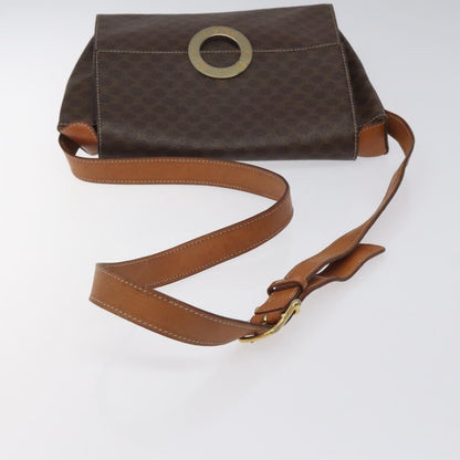 Celine Vintage Macadam Circle Logo Canvas and Leather, Brown, Canvas, Shoulder Bag