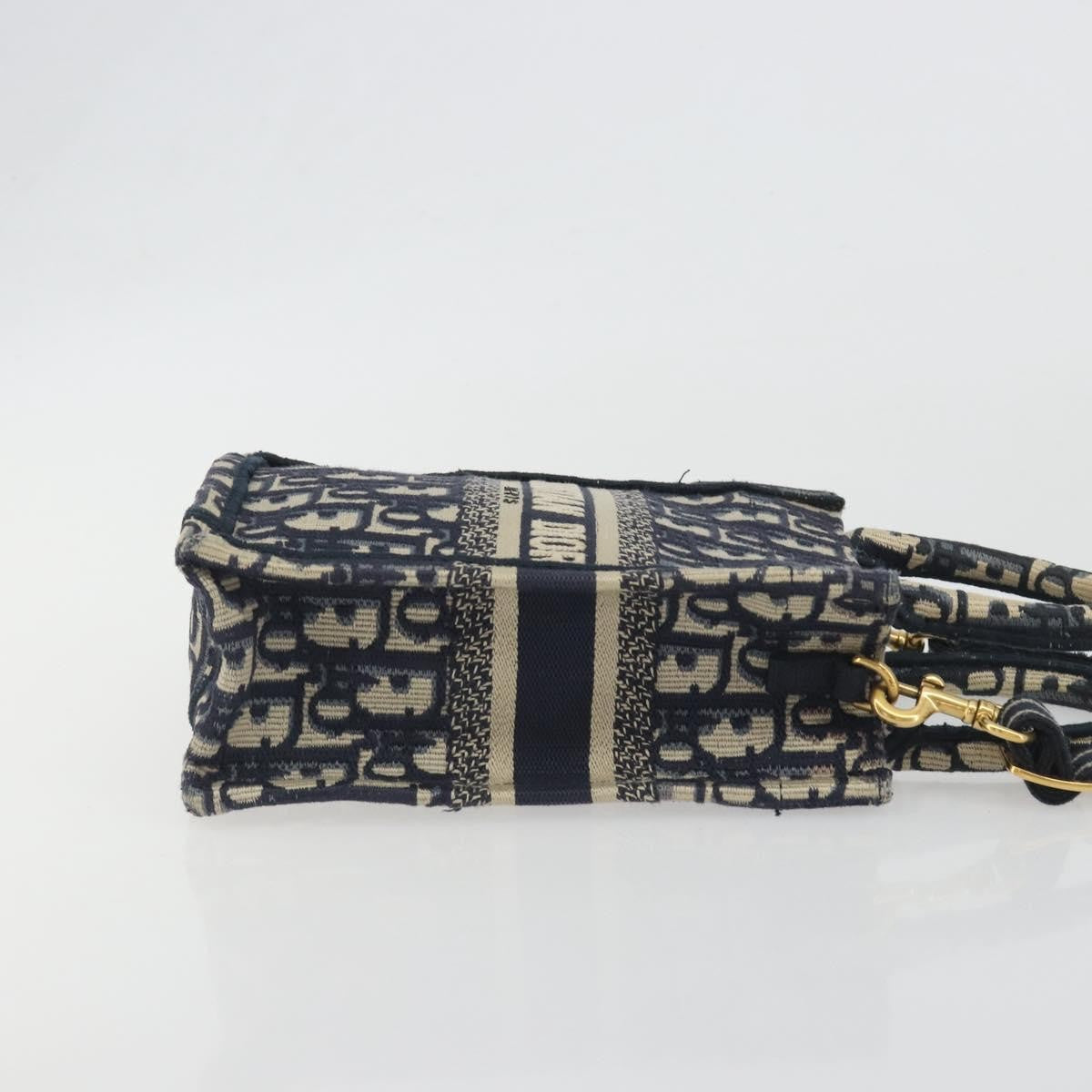 Christian Dior Book Tote Phone Oblique Canvas, Navy, Canvas, Tote Bag