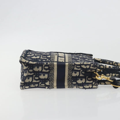 Christian Dior Book Tote Phone Oblique Canvas, Navy, Canvas, Tote Bag