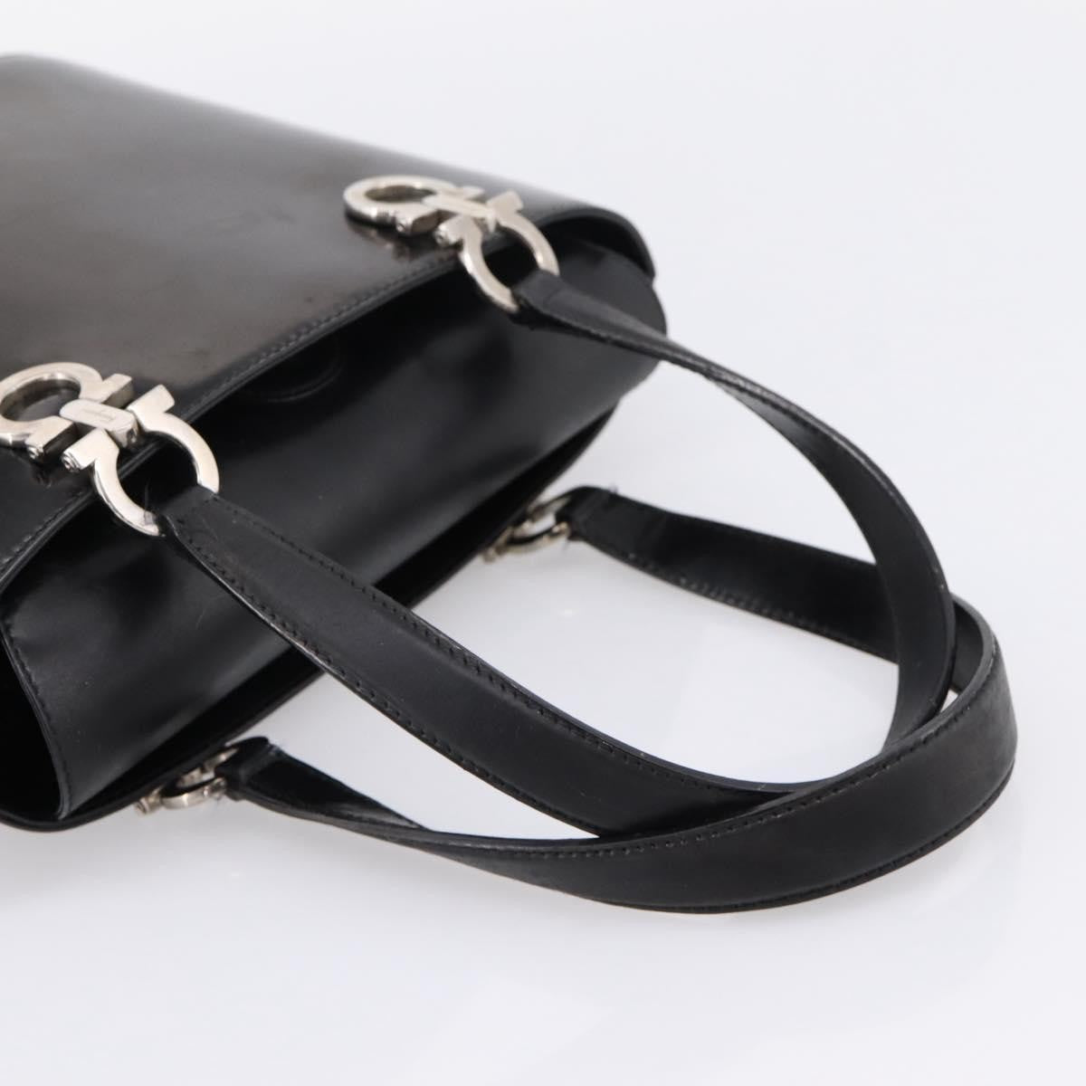 Salvatore Ferragamo Gancini Top Handle Patent leather, Black, Patent Leather, Handbag
