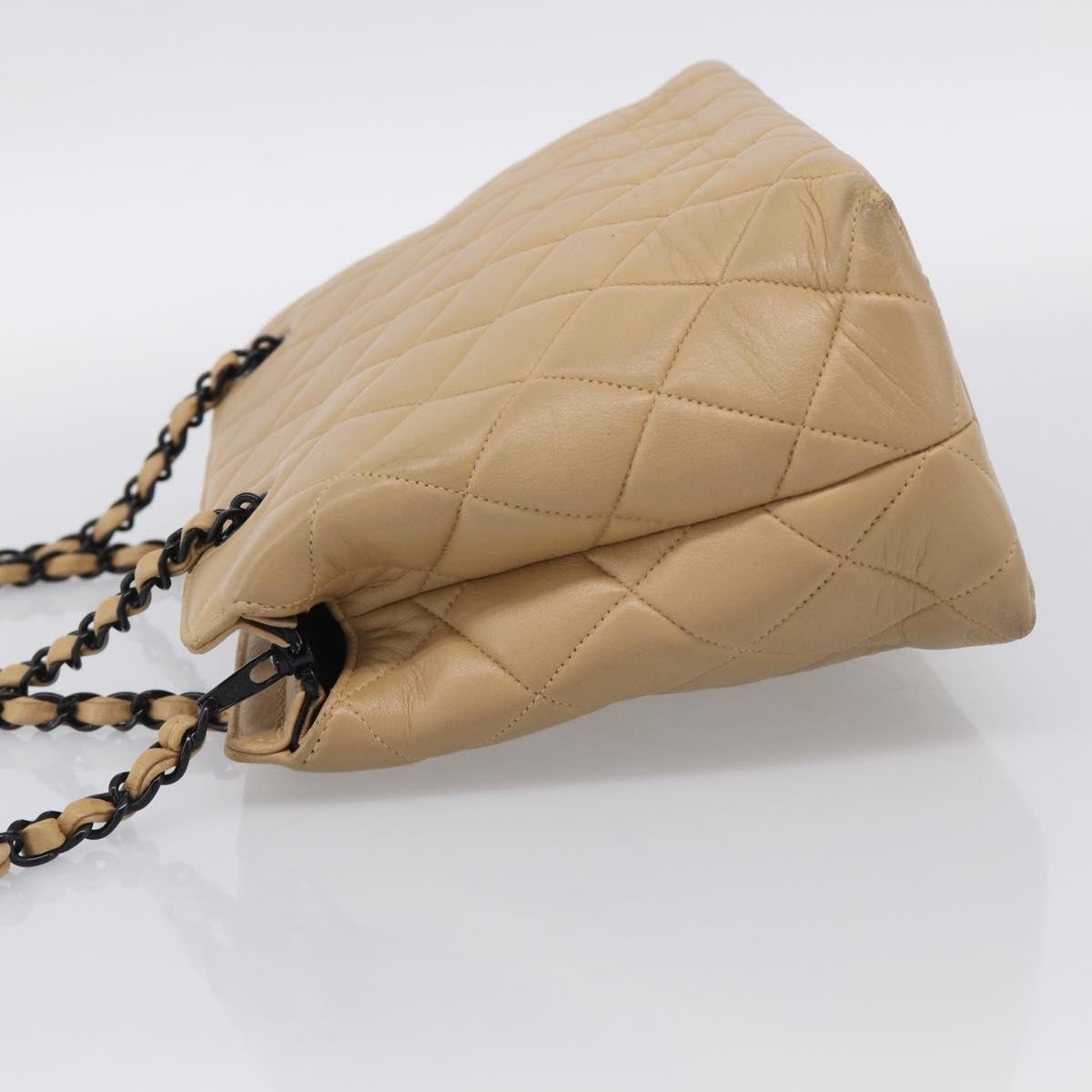 Chanel City Shopping Quilted Caviar, Beige, Leather, Tote Bag
