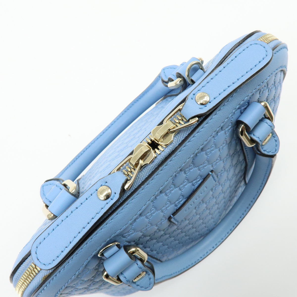 Gucci Convertible Dome Satchel Microguccissima Leather, Blue, Leather, Handbag