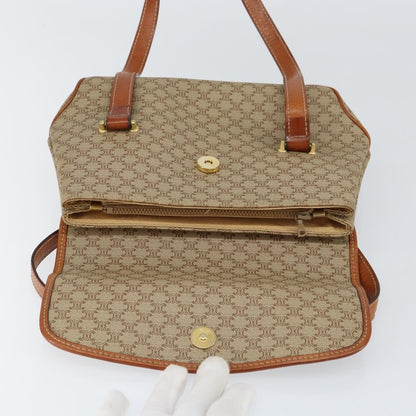 Celine Vintage Macadam Canvas and Leather, Beige, Canvas, Handbag