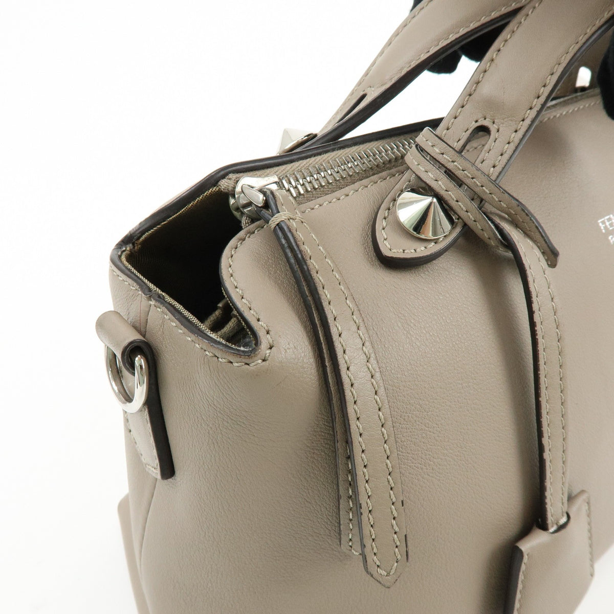Fendi By The Way Satchel Calfskin, Beige, Leather, Handbag
