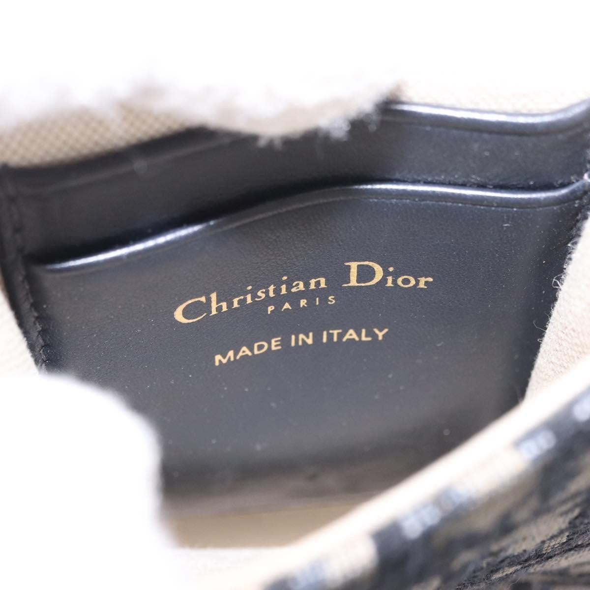 Christian Dior Vertical Saddle Chain Oblique Canvas, Navy, Canvas, Clutch