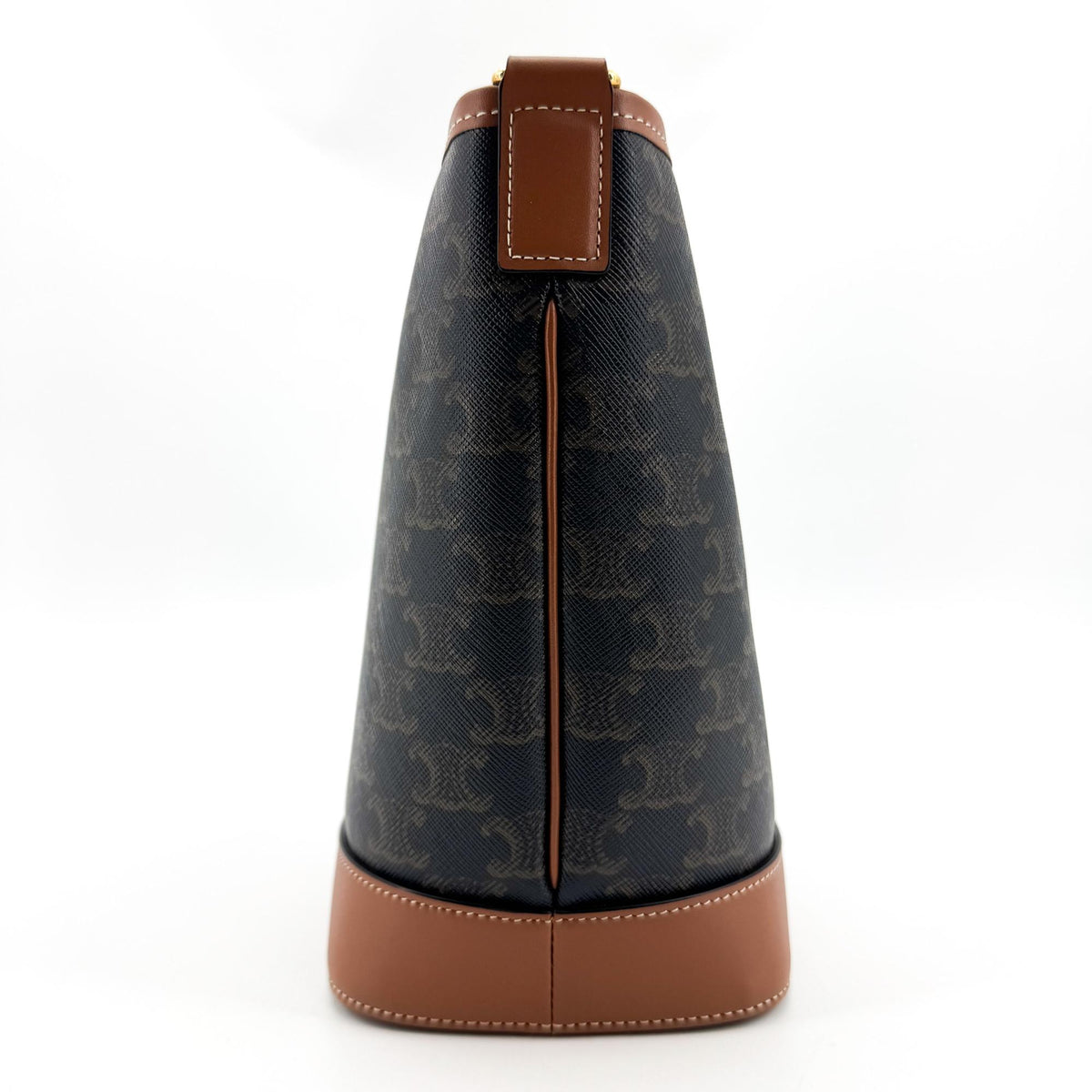 Celine Bucket Triomphe Coated Canvas, Black, Canvas, Shoulder Bag