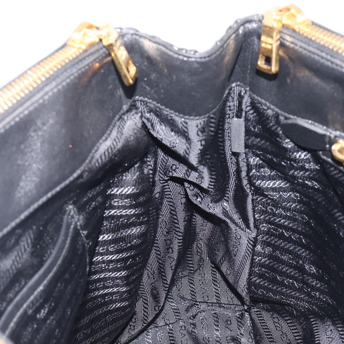 Prada Gaufre Double Zip Convertible Nappa Leather, Black, Leather, Tote Bag