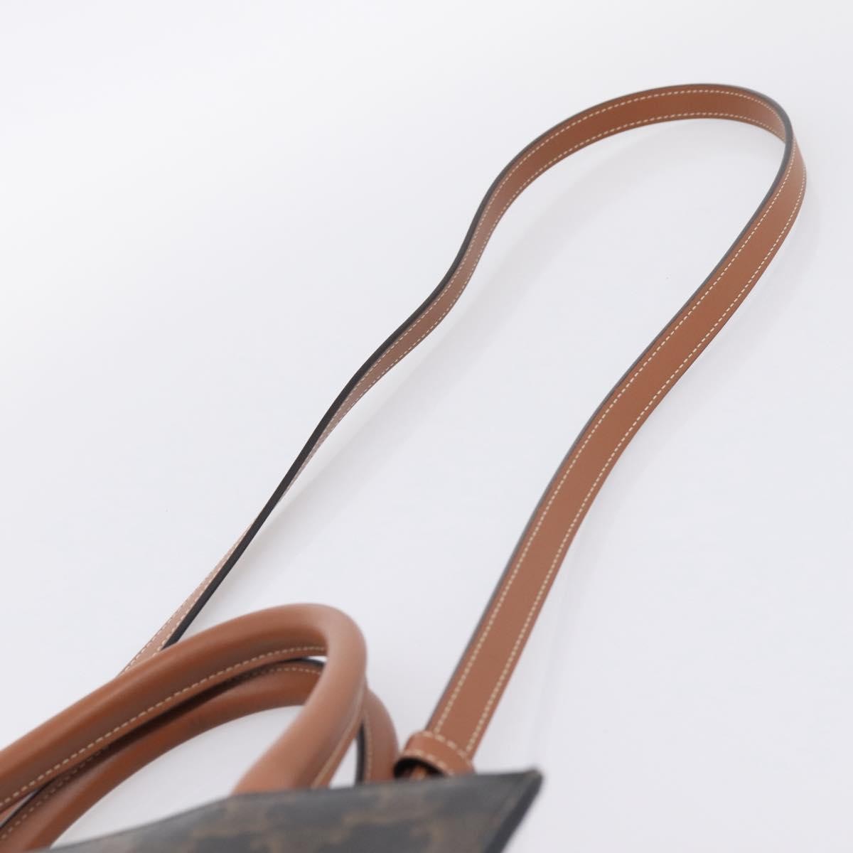 Celine Vertical Cabas Triomphe Coated Canvas, Brown, Canvas, Tote Bag