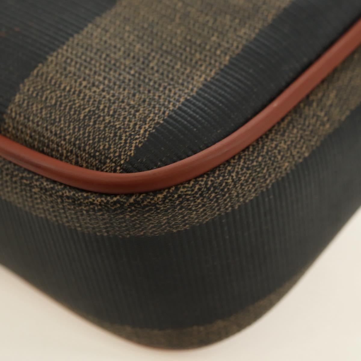 Fendi Vintage Pequin Coated Canvas, Brown, Canvas, Tote Bag