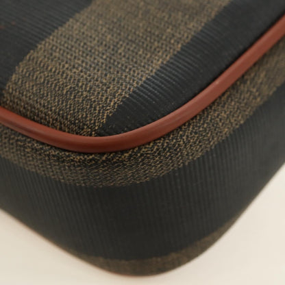 Fendi Vintage Pequin Coated Canvas, Brown, Canvas, Tote Bag