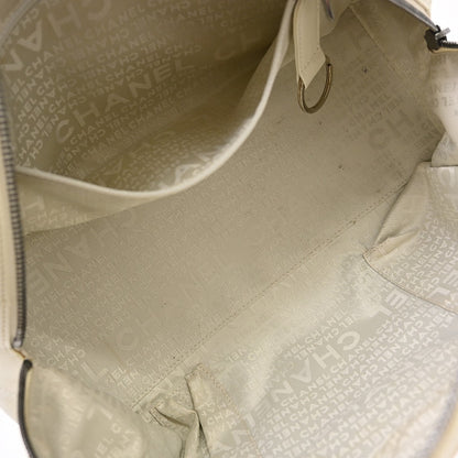 Chanel Square Stitch Bowler Quilted Caviar, White, Calfskin, Shoulder Bag
