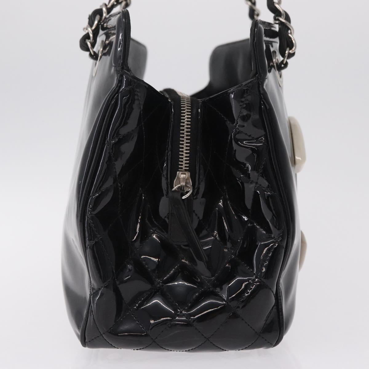 Chanel Lipstick Open Patent Vinyl, Black, Patent Leather, Tote Bag