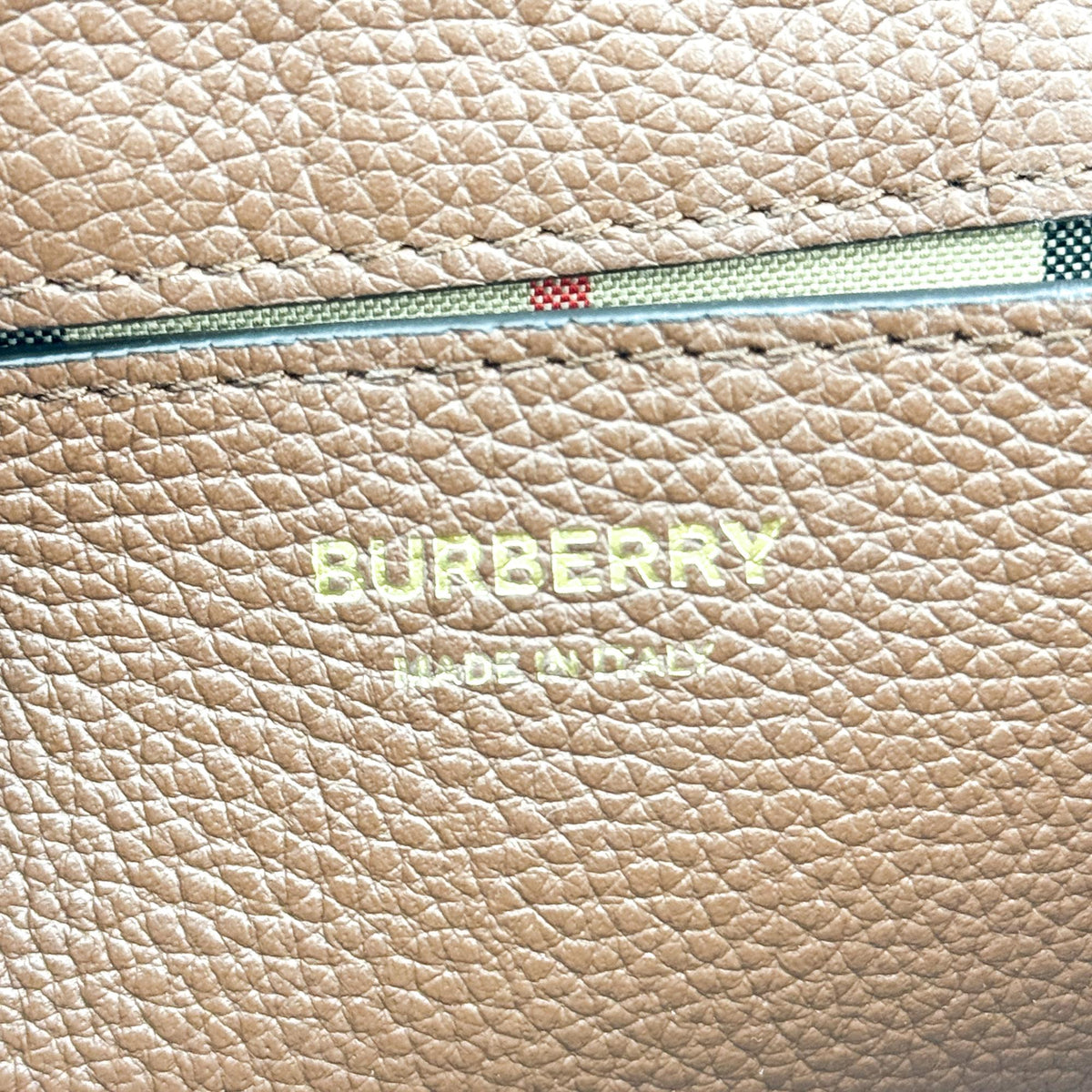 Burberry Note Leather with Vintage Check Canvas, Brown, Leather, Crossbody Bag