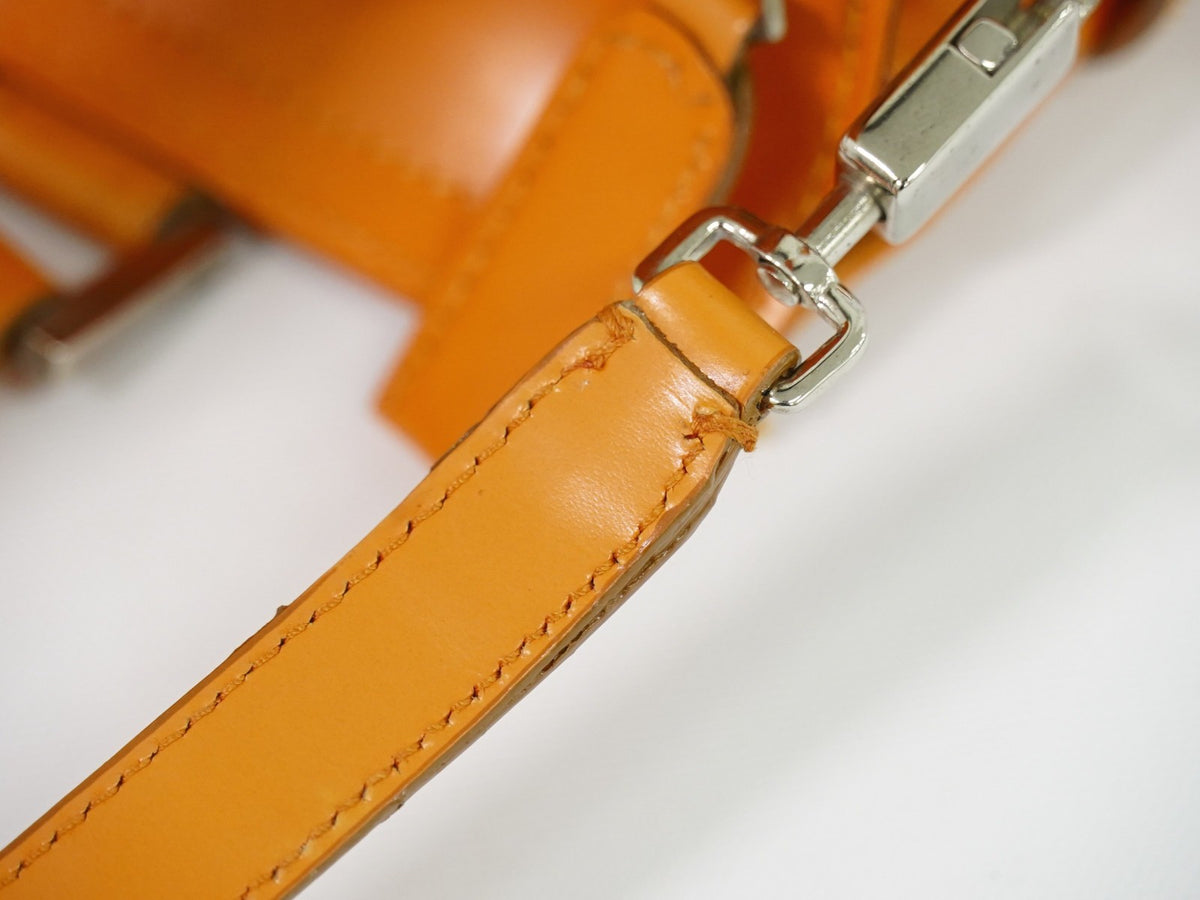 Salvatore Ferragamo Double Gancini Side Buckle Leather, Orange, Leather, Tote Bag