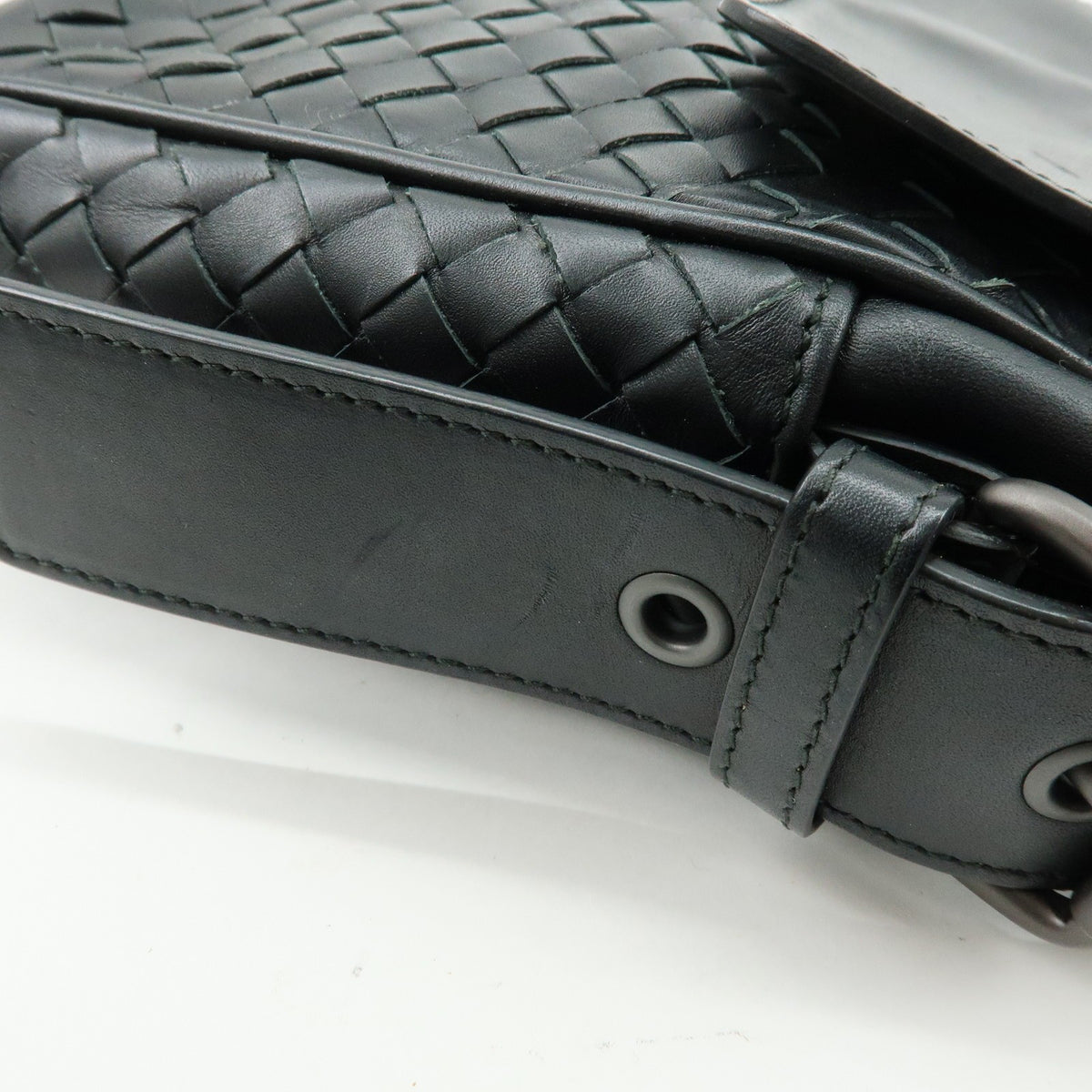Bottega Veneta Front Pocket Messenger Intrecciato Nappa, Black, Leather, Handbag