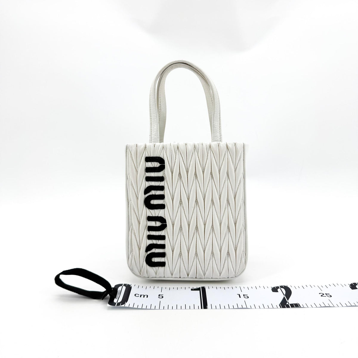 Miu Miu Matelassé Nappa Leather Top Handle Bag Leather, White, Leather, Clutch