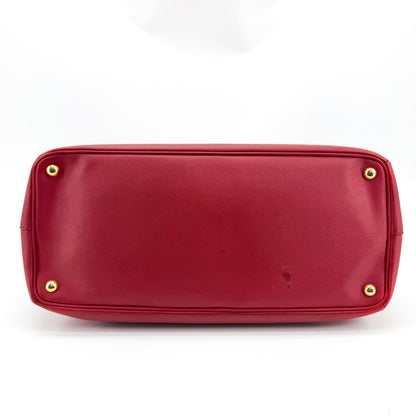 Prada Double Zip Lux Vernice Saffiano Leather, Red, Leather, Tote Bag