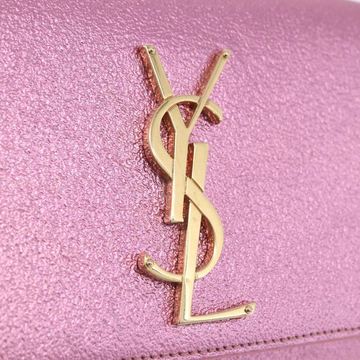 Saint Laurent Classic Monogram Metallic Leather, Pink, Leather, Crossbody Bag