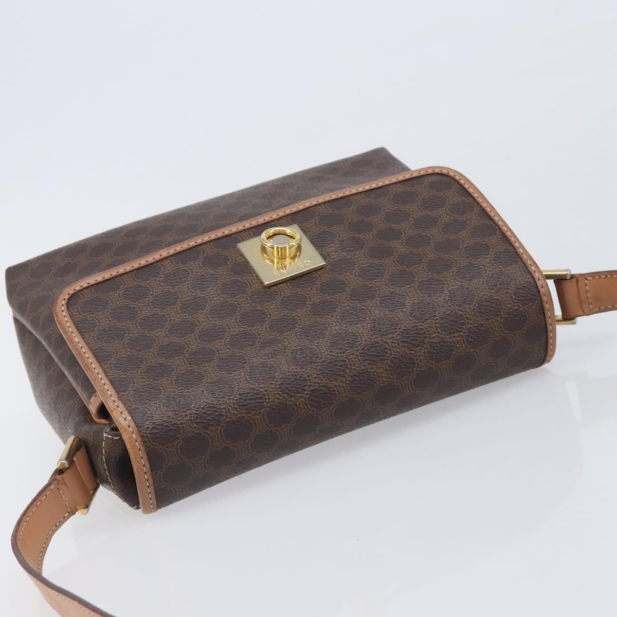 Celine Macadam Shoulder Canvas, Brown, Canvas, Crossbody Bag
