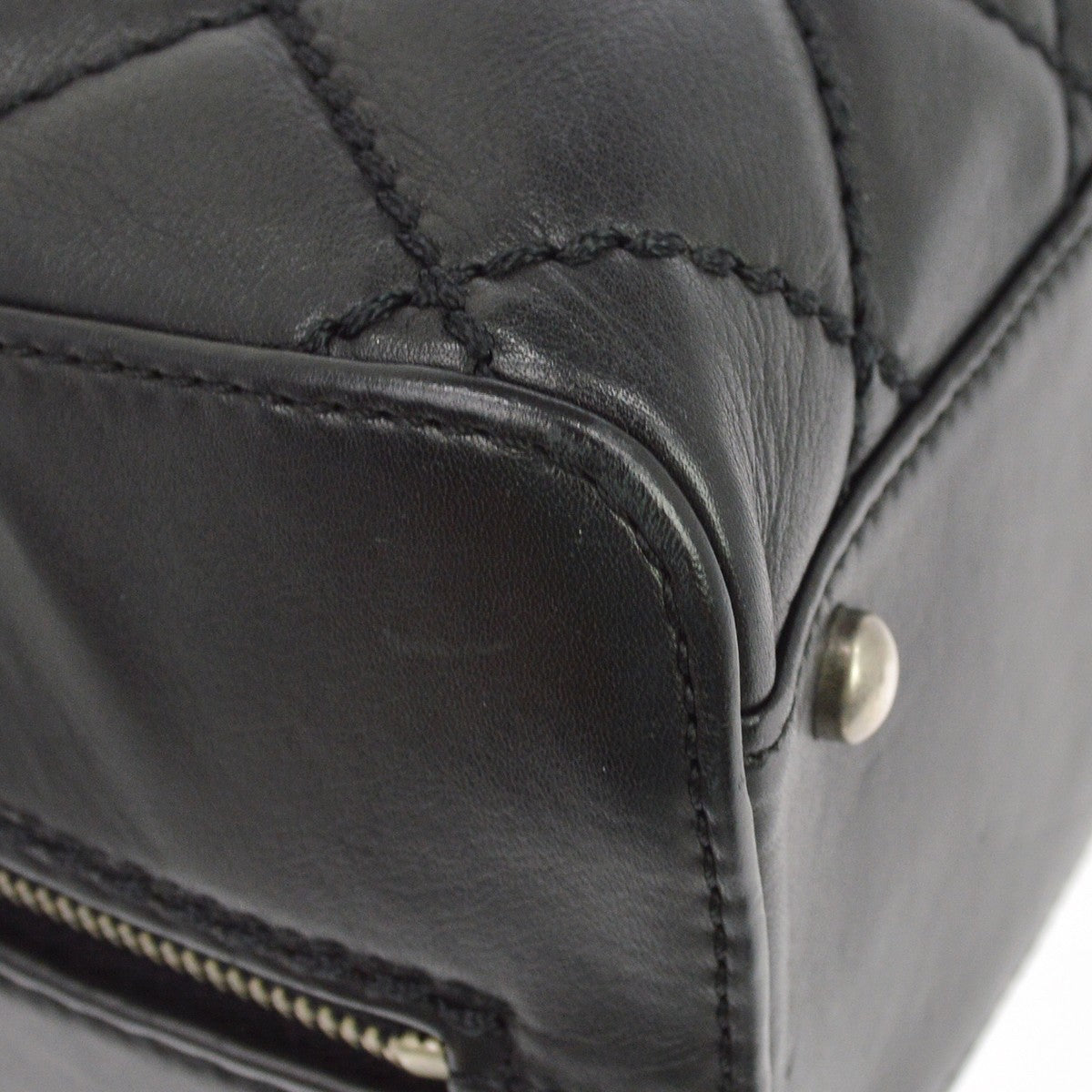 Chanel Wild Stitch Handbag Quilted Calfskin, Black, Leather, Shoulder Bag