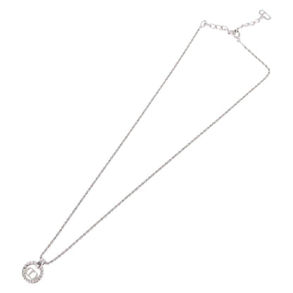 Christian Dior VIntage Circle Pendant Metal, Silver, Metal, Necklace