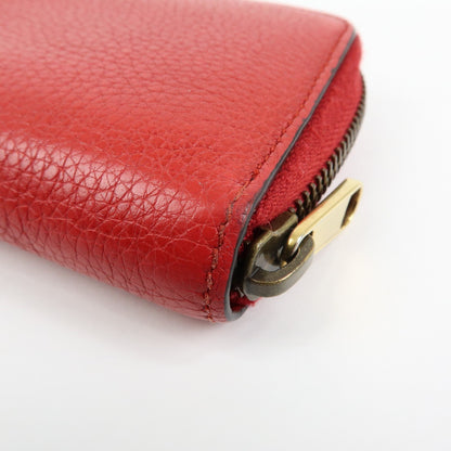 Gucci Logo Zip Card Case Printed Leather, Red, Leather, Wallet
