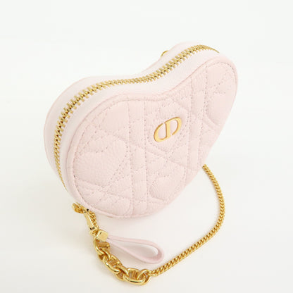 Christian Dior DiorAmour Caro Heart Pouch with Chain Cannage Quilt Calfskin, Pink, Leather, Clutch