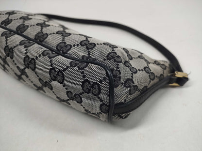 Gucci Boat Pochette GG Canvas and leather, Gray, Canvas, Clutch