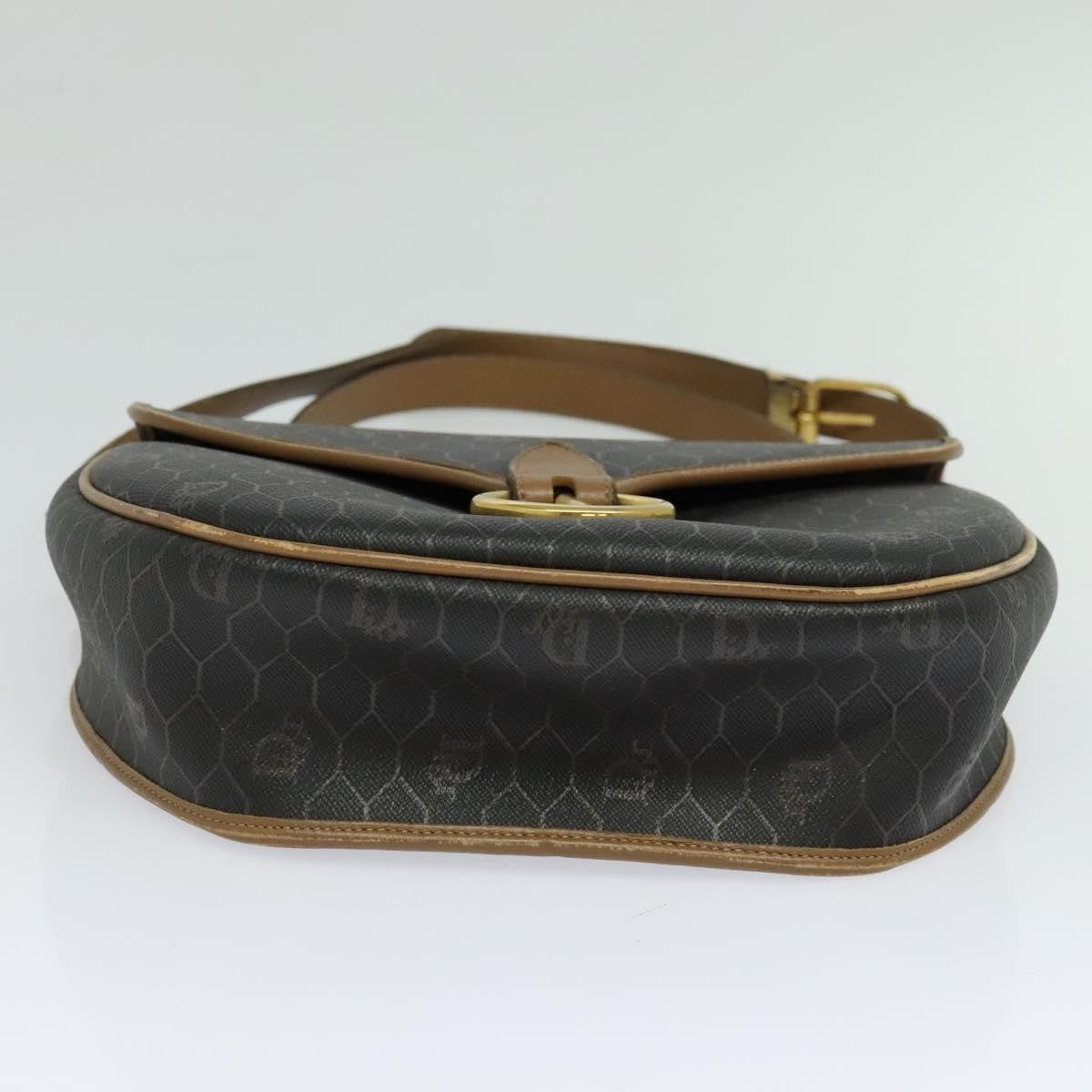 Christian Dior Vintage Honeycomb Flap Canvas and Leather, Black, Canvas, Shoulder Bag