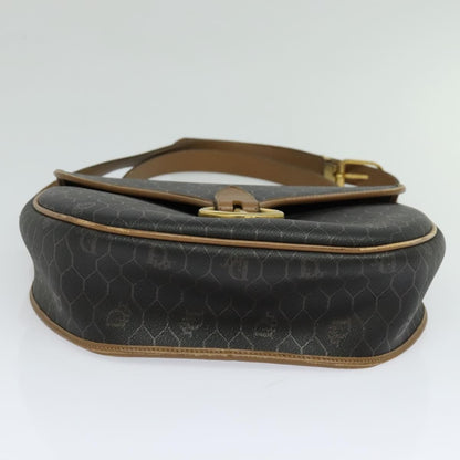 Christian Dior Vintage Honeycomb Flap Canvas and Leather, Black, Canvas, Shoulder Bag