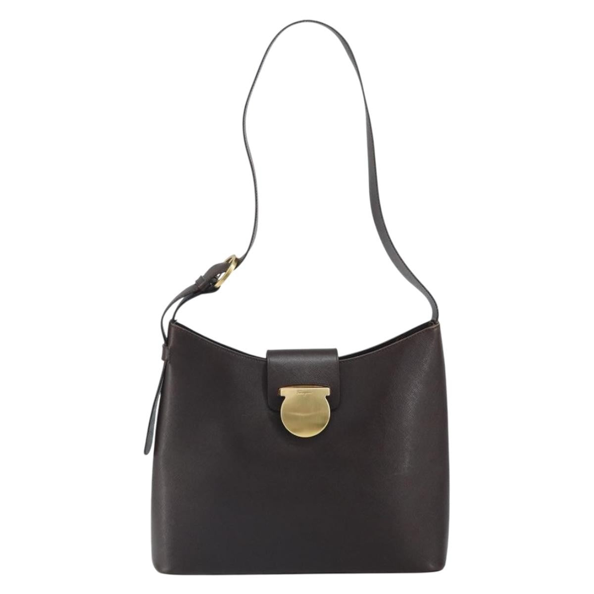 Salvatore Ferragamo Shoulder Bag Leather, Brown, Leather, Shoulder Bag
