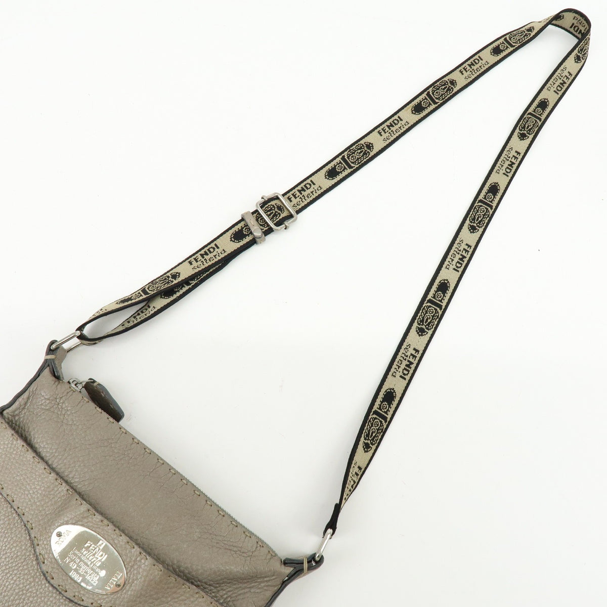 Fendi Selleria Leather, Neutral, Leather, Crossbody Bag