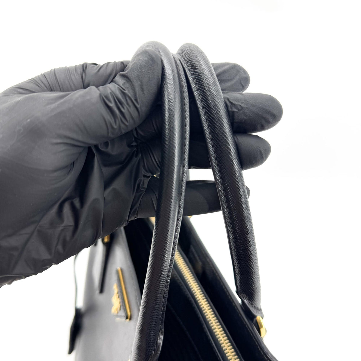 Prada Galleria  Strap Leather, Black, Leather, Handbag