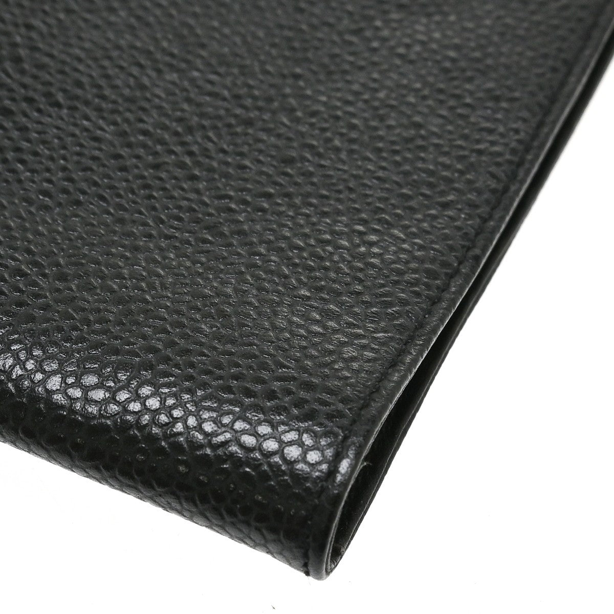 Chanel Vintage CC Phone Holder Caviar, Black, Leather, Clutch