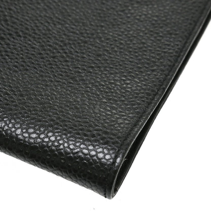 Chanel Vintage CC Phone Holder Caviar, Black, Leather, Clutch