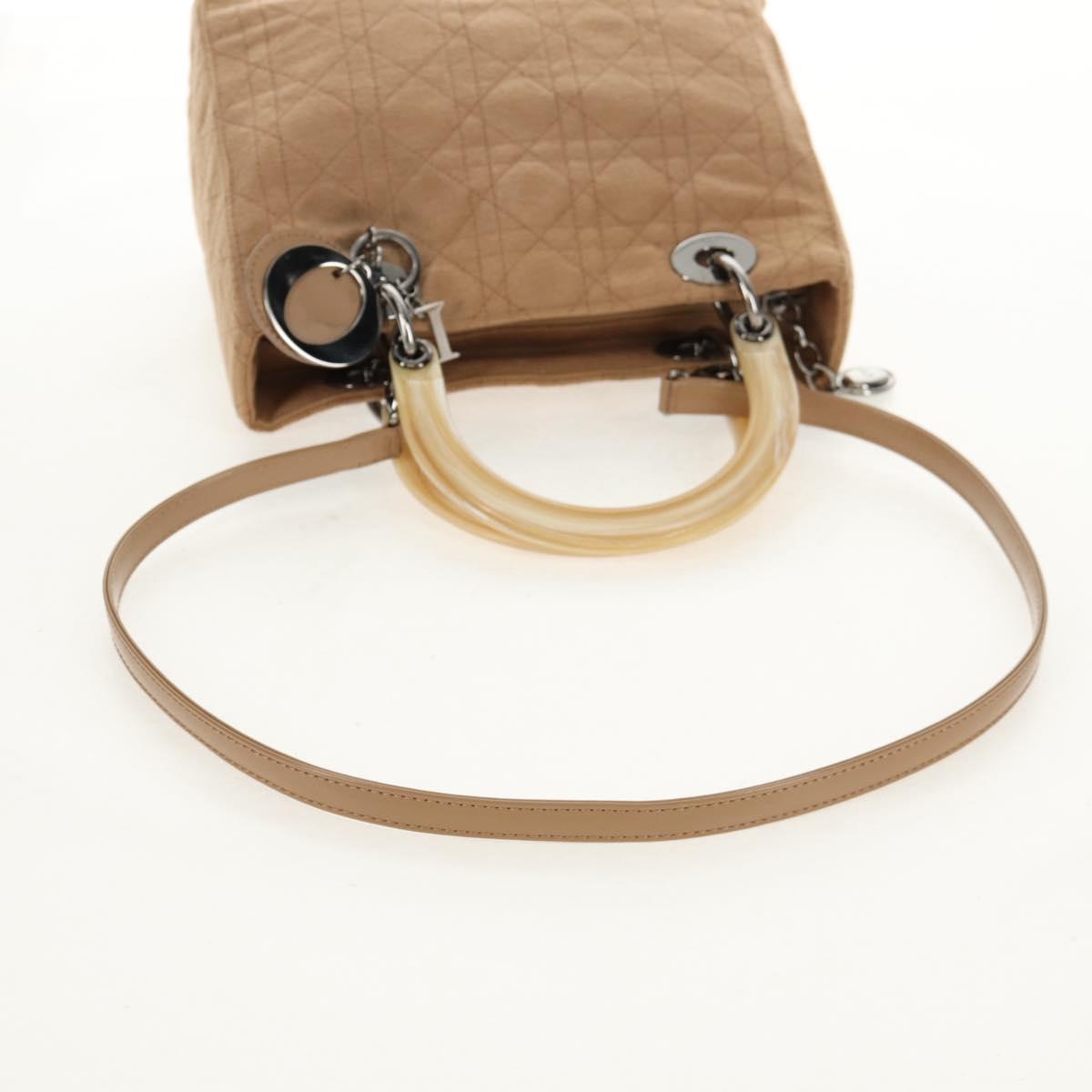 Christian Dior Cannage Handbag Canvas, BEIGE, COTTON, Handbag