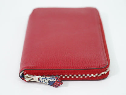 Hermes Azap Zip Around Silk'in Epsom, Red, Leather, Wallet