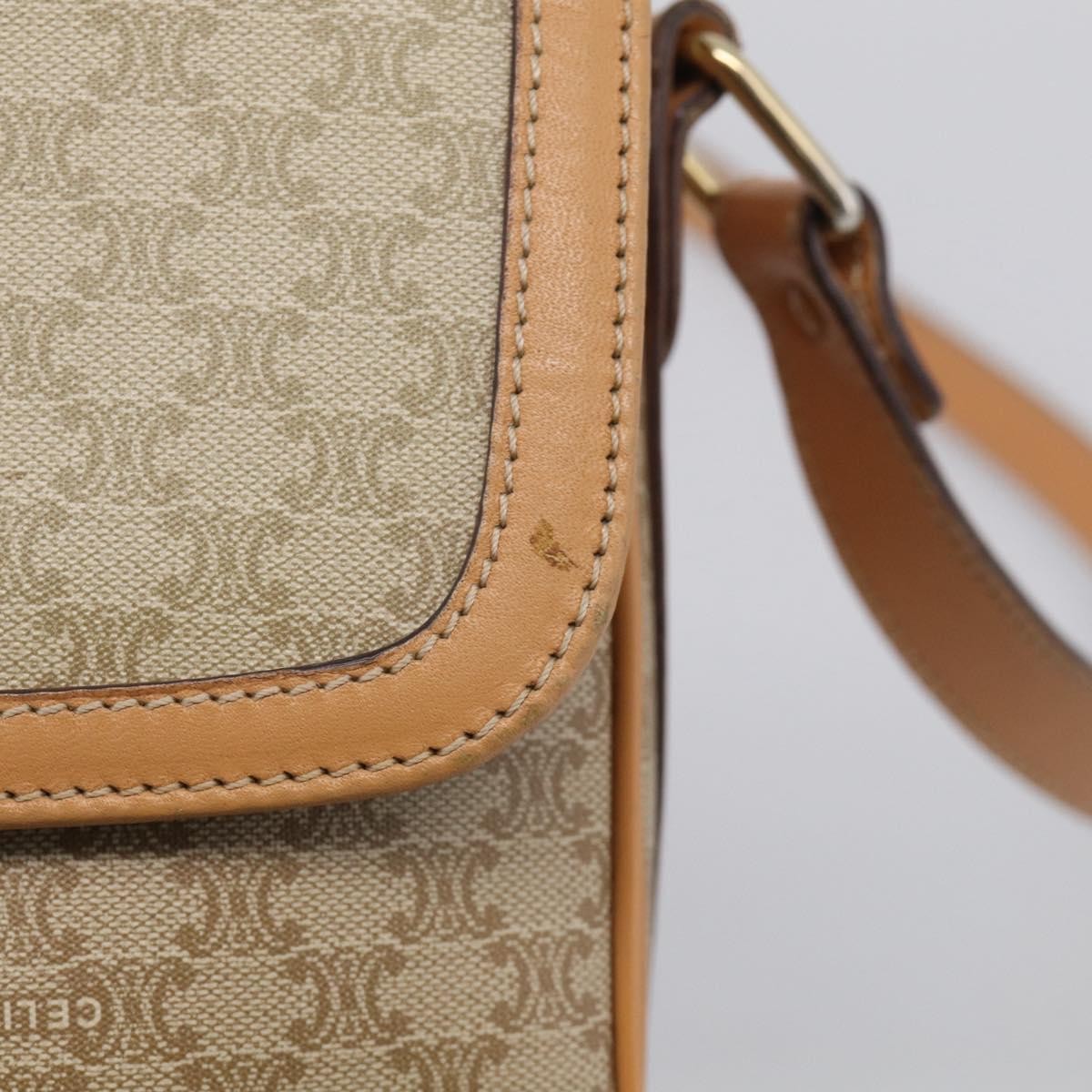 Celine Macadam Shoulder Canvas, Beige, Canvas, Crossbody Bag