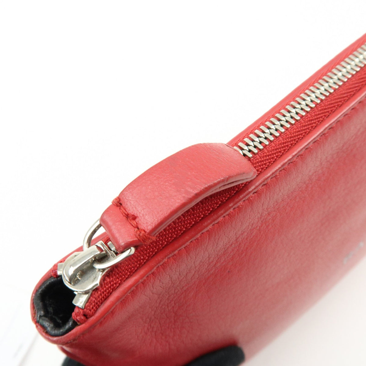 Balenciaga Everyday Logo Printed Leather, Red, Leather, Clutch