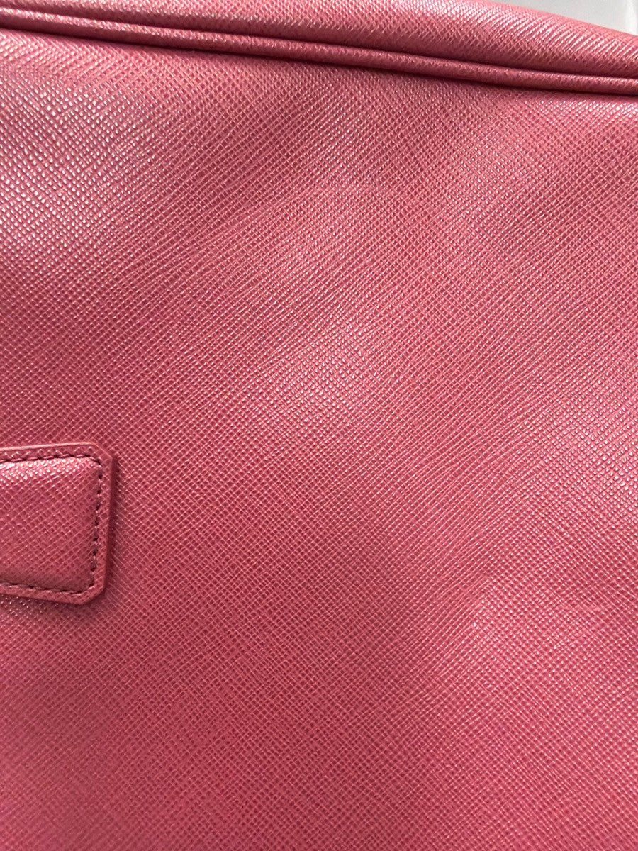Prada Double Zip Lux Convertible Tote Saffiano Leather, Pink, Leather, Tote Bag