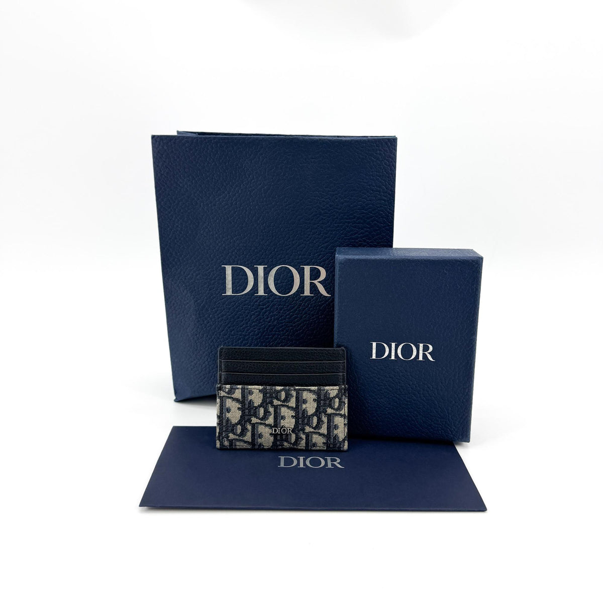 Christian Dior Card Holder Oblique Canvas and Leather, Black, Canvas, Card Holder