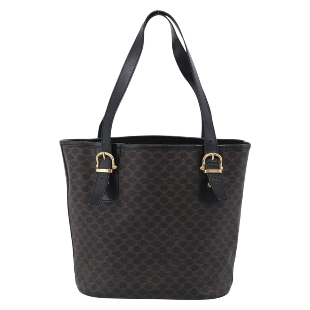 Celine C Macadam Tote PVC leather/ Macadam canvas, Black, Canvas, Shoulder Bag