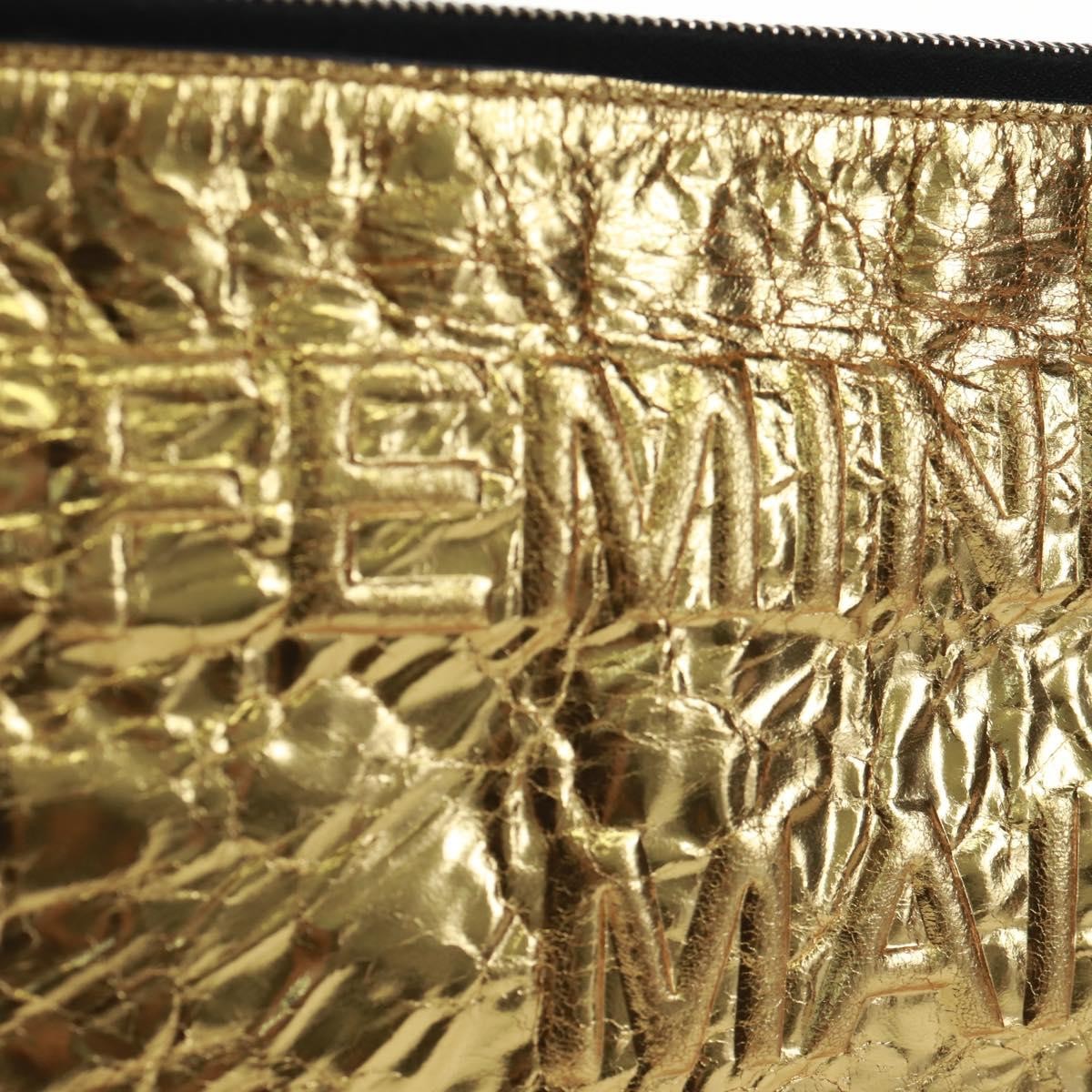 Chanel Feminine Crinkled Leather, Gold, Leather, Clutch