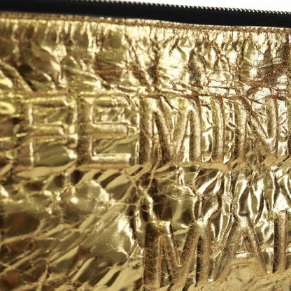 Chanel Feminine Crinkled Leather, Gold, Leather, Clutch